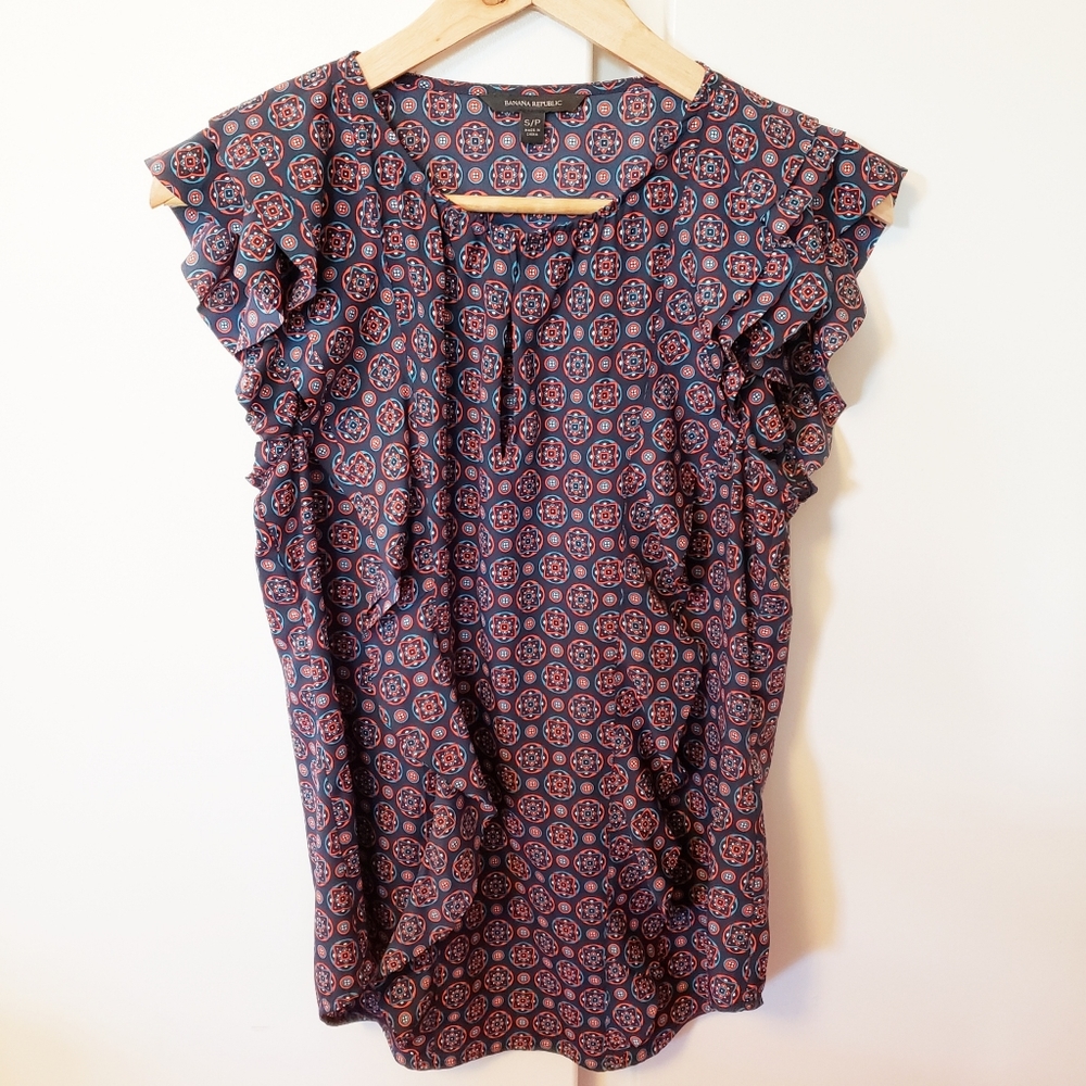 Banana Republic flutter cap sleeve blouse
